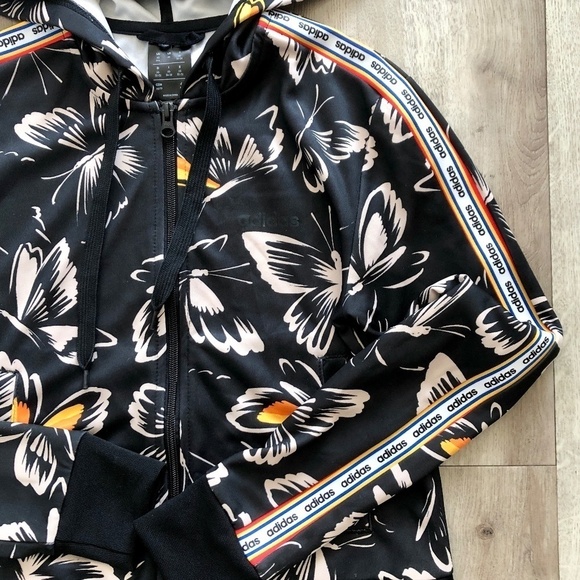 Adidas x Farm Rio, Hooded Track Jacket, Butterfly Print, Size XS, Good Condition - Picture 6 of 16